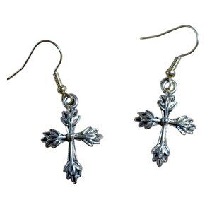 Gold tone cross earrings